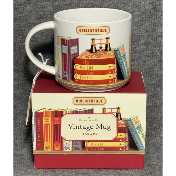 Cavallini & Co San Francisco Library Books Ceramic Coffee Mug 14 oz New - Picture 2 of 6